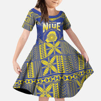Personalised Niue The Rock Of Polynesia Family Matching Mermaid Dress and Hawaiian Shirt Peniamina Gospel Day Blue Version LT05 Daughter's Dress Blue - Polynesian Pride
