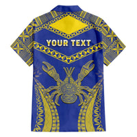Personalised Niue The Rock Of Polynesia Family Matching Off The Shoulder Long Sleeve Dress and Hawaiian Shirt Peniamina Gospel Day Blue Version LT05 - Polynesian Pride