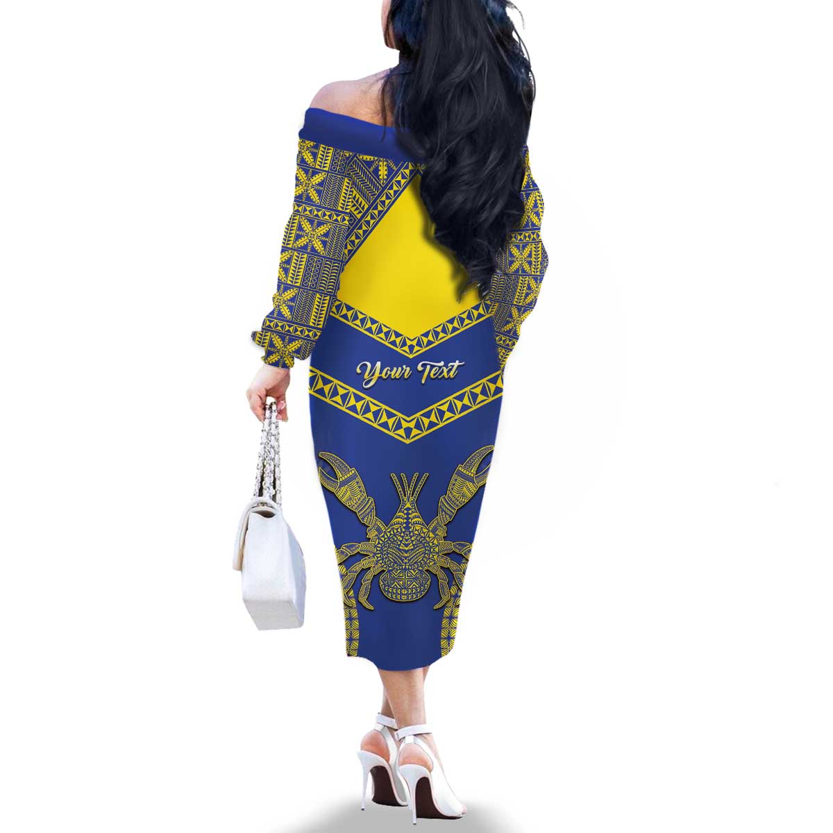 Personalised Niue The Rock Of Polynesia Family Matching Off The Shoulder Long Sleeve Dress and Hawaiian Shirt Peniamina Gospel Day Blue Version LT05 - Polynesian Pride