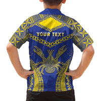 Personalised Niue The Rock Of Polynesia Family Matching Off Shoulder Short Dress and Hawaiian Shirt Peniamina Gospel Day Blue Version LT05 - Polynesian Pride