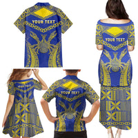 Personalised Niue The Rock Of Polynesia Family Matching Puletasi and Hawaiian Shirt Peniamina Gospel Day Blue Version LT05 - Polynesian Pride