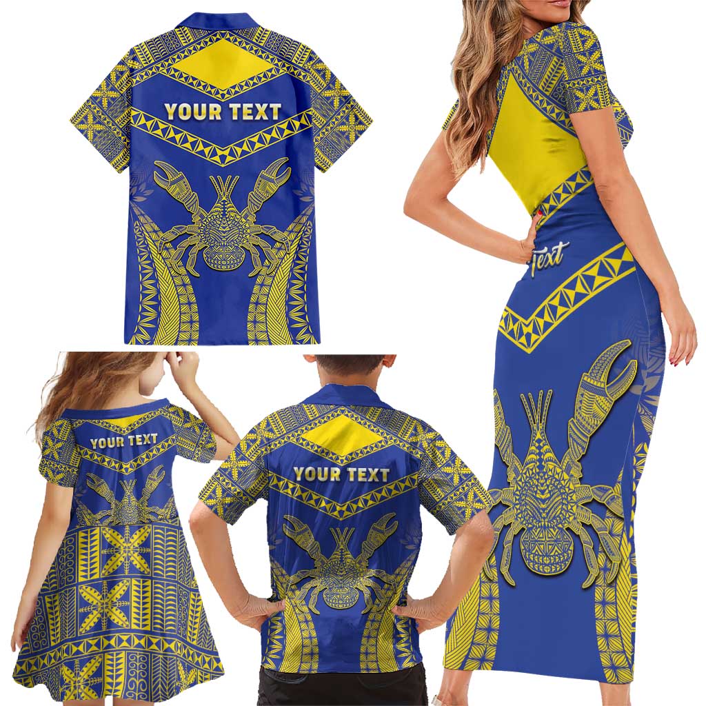 Personalised Niue The Rock Of Polynesia Family Matching Short Sleeve Bodycon Dress and Hawaiian Shirt Peniamina Gospel Day Blue Version LT05 - Polynesian Pride