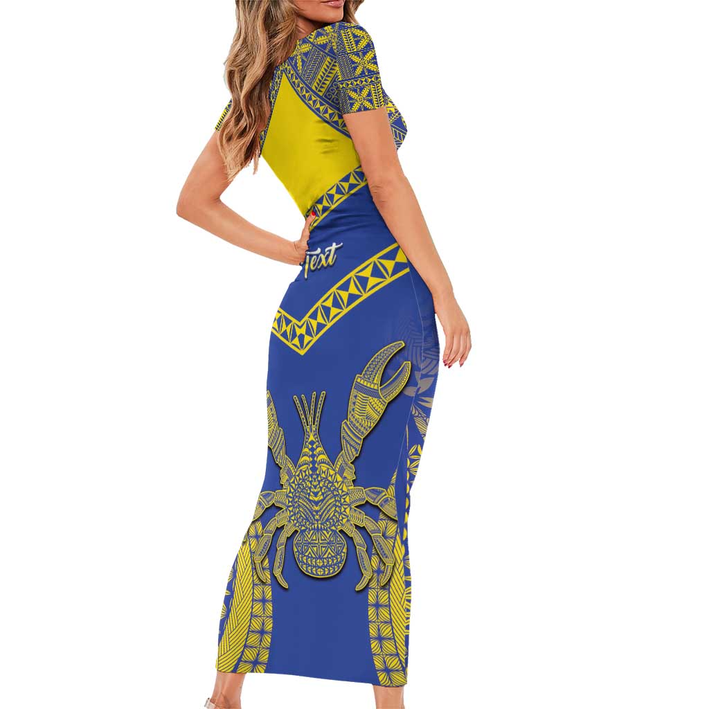 Personalised Niue The Rock Of Polynesia Family Matching Short Sleeve Bodycon Dress and Hawaiian Shirt Peniamina Gospel Day Blue Version LT05 - Polynesian Pride