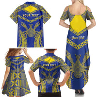 Personalised Niue The Rock Of Polynesia Family Matching Summer Maxi Dress and Hawaiian Shirt Peniamina Gospel Day Blue Version LT05 - Polynesian Pride