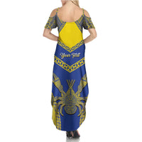 Personalised Niue The Rock Of Polynesia Family Matching Summer Maxi Dress and Hawaiian Shirt Peniamina Gospel Day Blue Version LT05 - Polynesian Pride