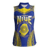Personalised Niue The Rock Of Polynesia Women Sleeveless Polo Shirt Peniamina Gospel Day Blue Version