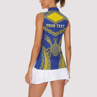 Personalised Niue The Rock Of Polynesia Women Sleeveless Polo Shirt Peniamina Gospel Day Blue Version