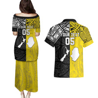 Custom New Zealand Maori And Niue Hiapo Couples Matching Puletasi and Hawaiian Shirt Lizard And Coconut Crab Together LT05 - Polynesian Pride