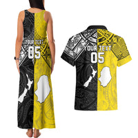 Custom New Zealand Maori And Niue Hiapo Couples Matching Tank Maxi Dress and Hawaiian Shirt Lizard And Coconut Crab Together LT05 - Polynesian Pride