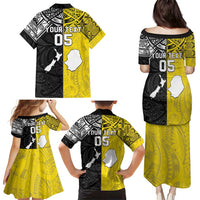 Custom New Zealand Maori And Niue Hiapo Family Matching Puletasi and Hawaiian Shirt Lizard And Coconut Crab Together LT05 - Polynesian Pride