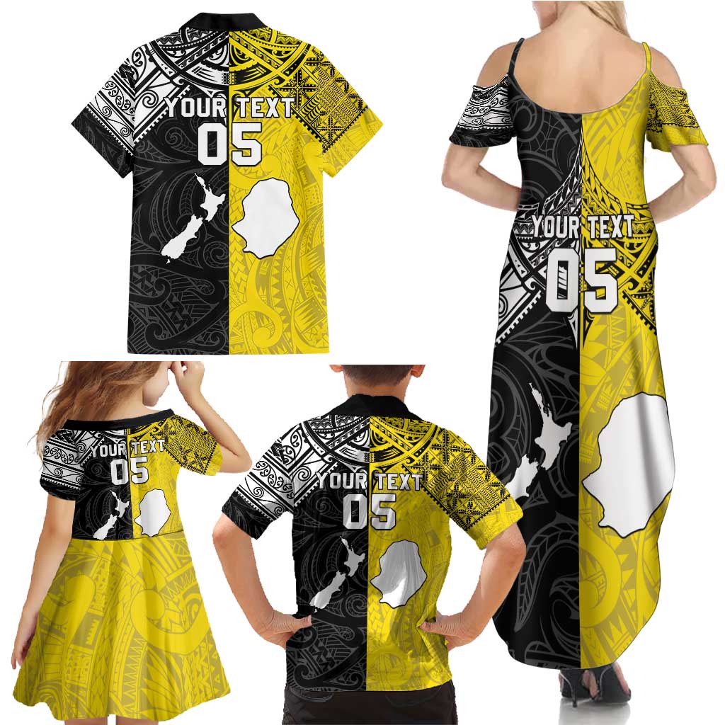 Custom New Zealand Maori And Niue Hiapo Family Matching Summer Maxi Dress and Hawaiian Shirt Lizard And Coconut Crab Together LT05 - Polynesian Pride