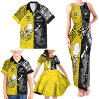 Custom New Zealand Maori And Niue Hiapo Family Matching Tank Maxi Dress and Hawaiian Shirt Lizard And Coconut Crab Together LT05 - Polynesian Pride