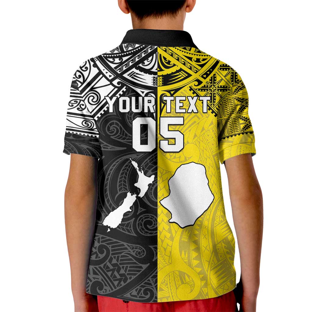 Custom New Zealand Maori And Niue Hiapo Kid Polo Shirt Lizard And Coconut Crab Together LT05 - Polynesian Pride