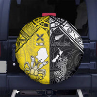 New Zealand Maori And Niue Hiapo Spare Tire Cover Lizard And Coconut Crab Together LT05 - Polynesian Pride