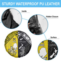 New Zealand Maori And Niue Hiapo Spare Tire Cover Lizard And Coconut Crab Together LT05 - Polynesian Pride