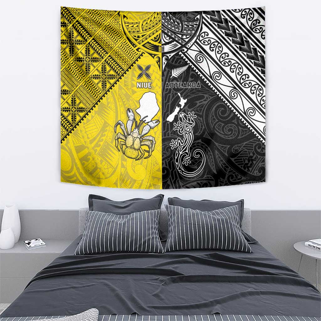 New Zealand Maori And Niue Hiapo Tapestry Lizard And Coconut Crab Together