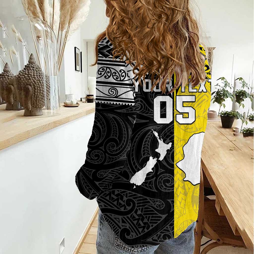 Custom New Zealand Maori And Niue Hiapo Women Casual Shirt Lizard And Coconut Crab Together LT05 - Polynesian Pride