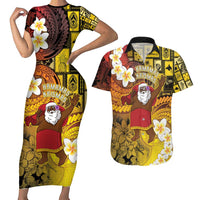 Papua New Guinea Retro Christmas Couples Matching Short Sleeve Bodycon Dress and Hawaiian Shirt Hamamas Krismas LT05 Colorful - Polynesian Pride
