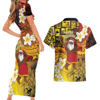 Papua New Guinea Retro Christmas Couples Matching Short Sleeve Bodycon Dress and Hawaiian Shirt Hamamas Krismas LT05 - Polynesian Pride