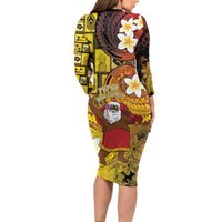 Papua New Guinea Retro Christmas Family Matching Long Sleeve Bodycon Dress and Hawaiian Shirt Hamamas Krismas LT05 - Polynesian Pride