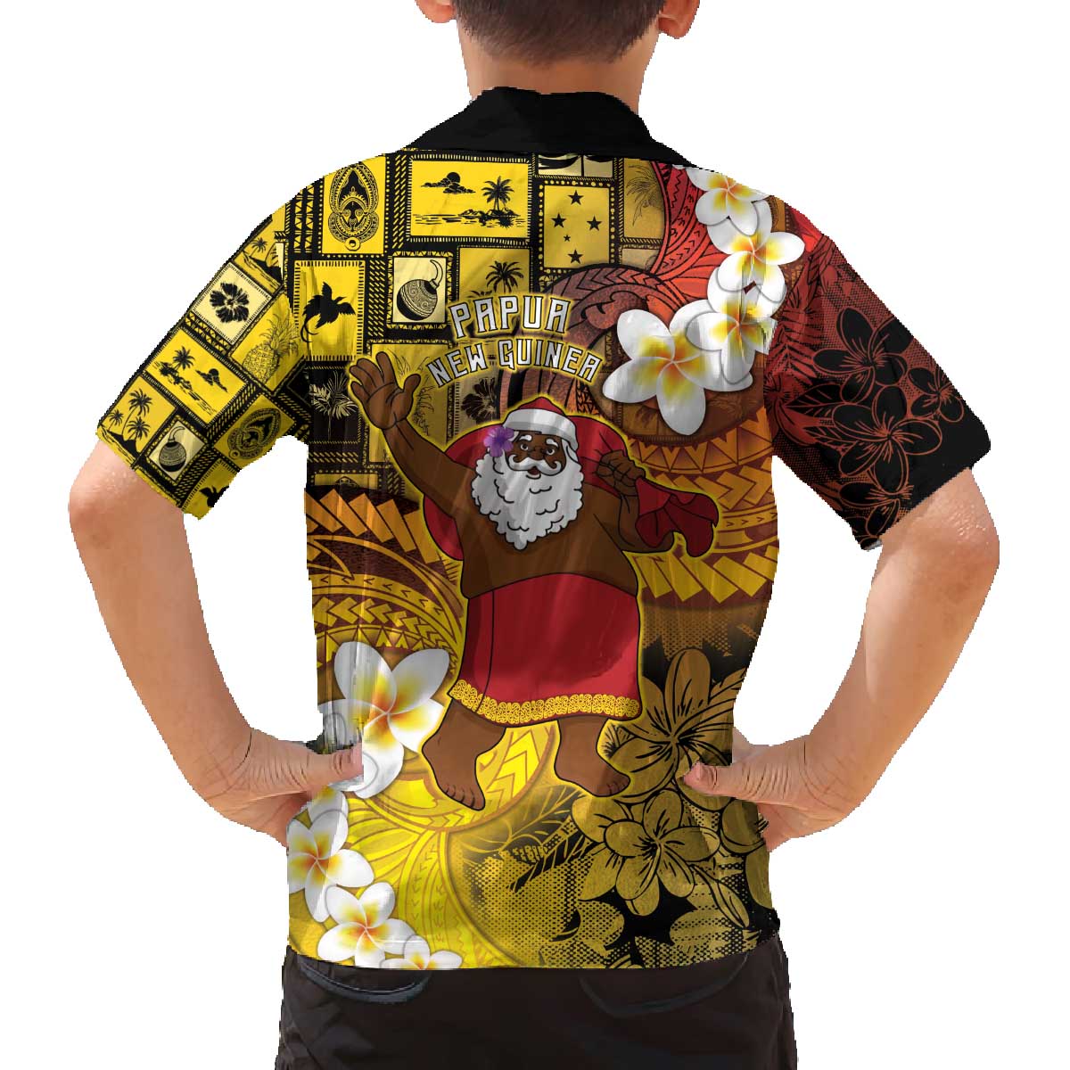 Papua New Guinea Retro Christmas Family Matching Off The Shoulder Long Sleeve Dress and Hawaiian Shirt Hamamas Krismas LT05 - Polynesian Pride