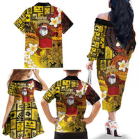 Papua New Guinea Retro Christmas Family Matching Off The Shoulder Long Sleeve Dress and Hawaiian Shirt Hamamas Krismas LT05 - Polynesian Pride