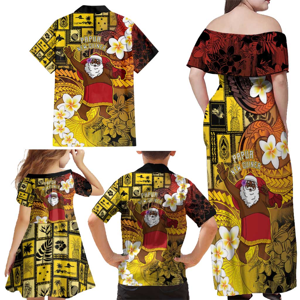 Papua New Guinea Retro Christmas Family Matching Off Shoulder Maxi Dress and Hawaiian Shirt Hamamas Krismas LT05 - Polynesian Pride