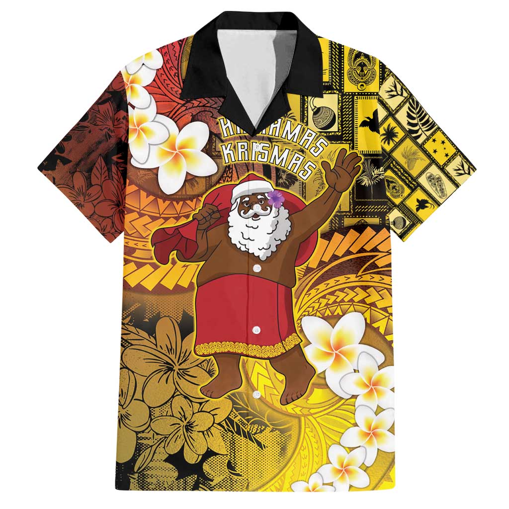 Papua New Guinea Retro Christmas Family Matching Off Shoulder Short Dress and Hawaiian Shirt Hamamas Krismas LT05 Dad's Shirt - Short Sleeve Colorful - Polynesian Pride