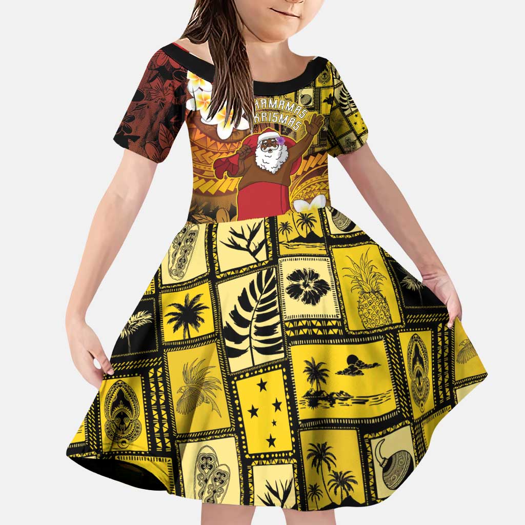 Papua New Guinea Retro Christmas Family Matching Puletasi and Hawaiian Shirt Hamamas Krismas LT05 Daughter's Dress Colorful - Polynesian Pride
