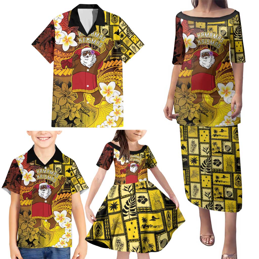 Papua New Guinea Retro Christmas Family Matching Puletasi and Hawaiian Shirt Hamamas Krismas LT05 - Polynesian Pride
