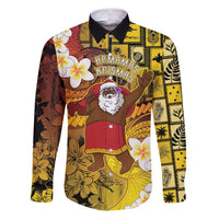 Papua New Guinea Retro Christmas Family Matching Puletasi and Hawaiian Shirt Hamamas Krismas LT05 Dad's Shirt - Long Sleeve Colorful - Polynesian Pride