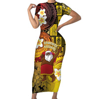 Papua New Guinea Retro Christmas Family Matching Short Sleeve Bodycon Dress and Hawaiian Shirt Hamamas Krismas LT05 Mom's Dress Colorful - Polynesian Pride