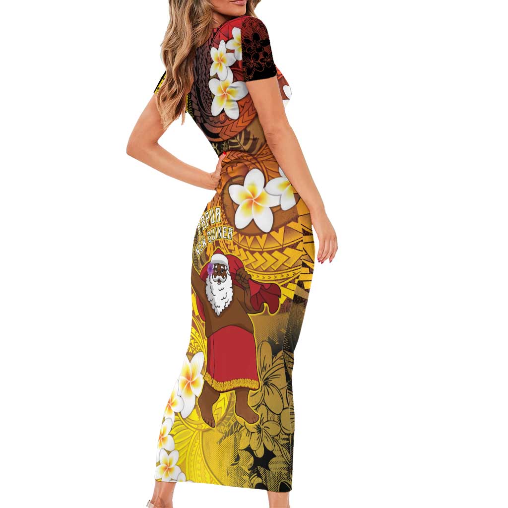 Papua New Guinea Retro Christmas Family Matching Short Sleeve Bodycon Dress and Hawaiian Shirt Hamamas Krismas LT05 - Polynesian Pride