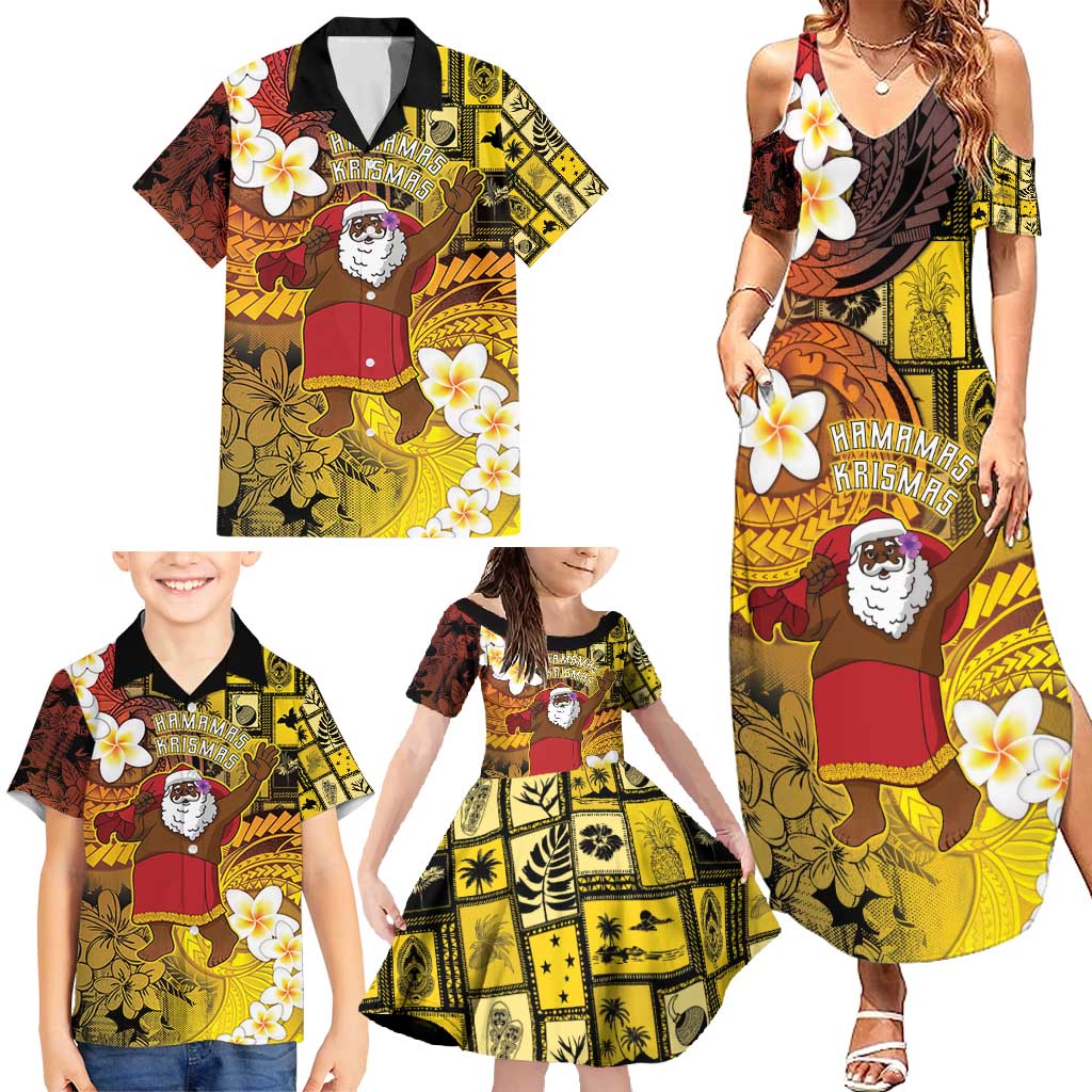 Papua New Guinea Retro Christmas Family Matching Summer Maxi Dress and Hawaiian Shirt Hamamas Krismas LT05 - Polynesian Pride
