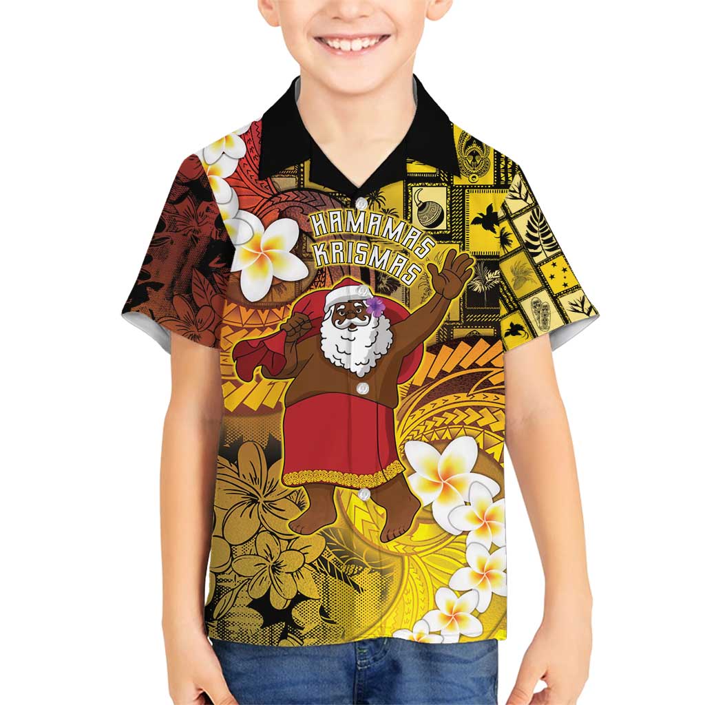 Papua New Guinea Retro Christmas Family Matching Summer Maxi Dress and Hawaiian Shirt Hamamas Krismas LT05 Son's Shirt Colorful - Polynesian Pride