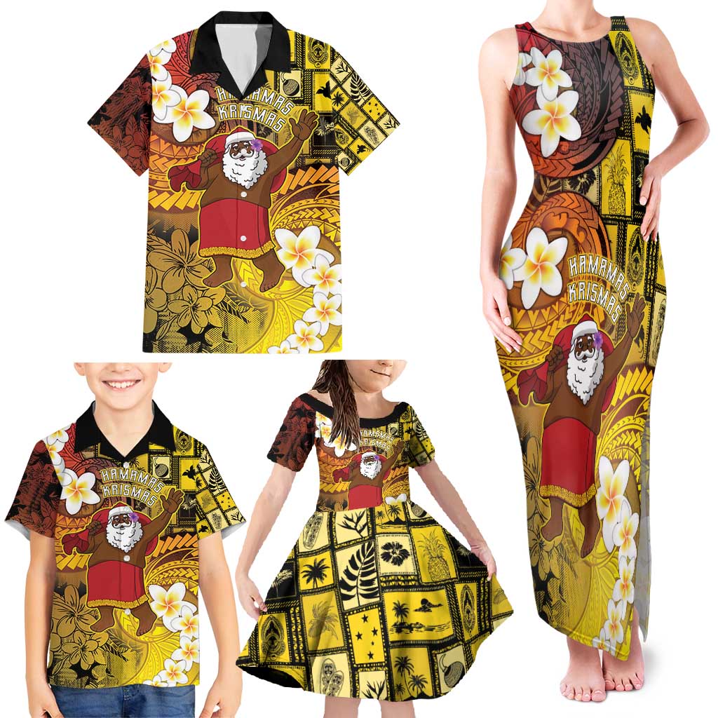 Papua New Guinea Retro Christmas Family Matching Tank Maxi Dress and Hawaiian Shirt Hamamas Krismas LT05 - Polynesian Pride