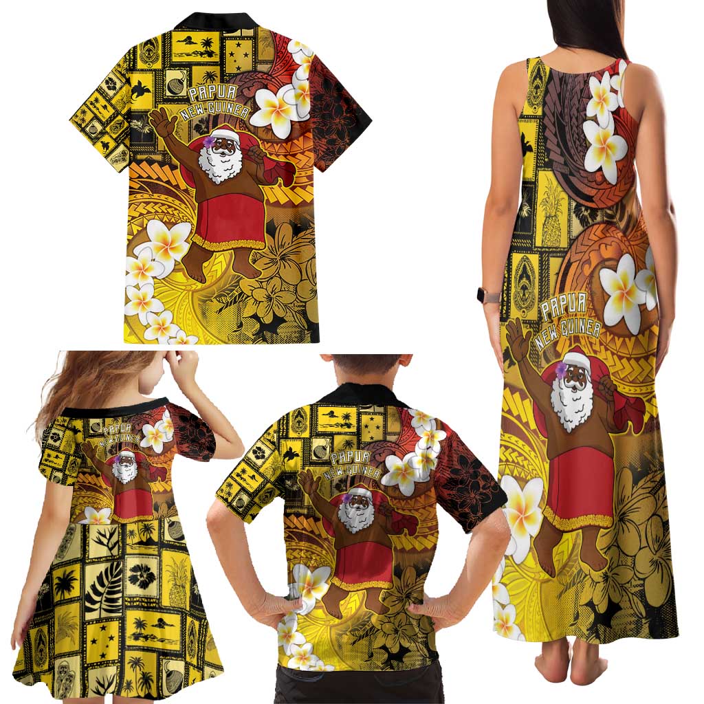 Papua New Guinea Retro Christmas Family Matching Tank Maxi Dress and Hawaiian Shirt Hamamas Krismas LT05 - Polynesian Pride