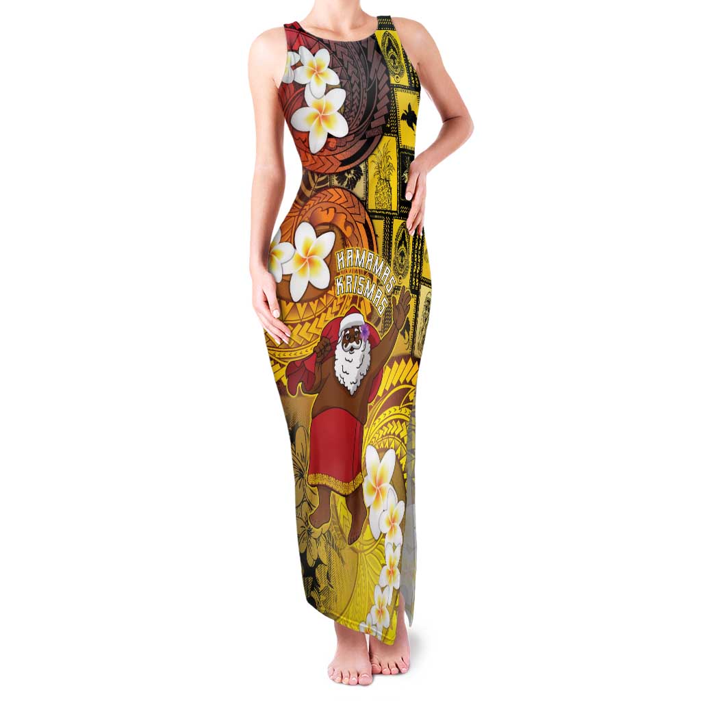 Papua New Guinea Retro Christmas Family Matching Tank Maxi Dress and Hawaiian Shirt Hamamas Krismas LT05 Mom's Dress Colorful - Polynesian Pride