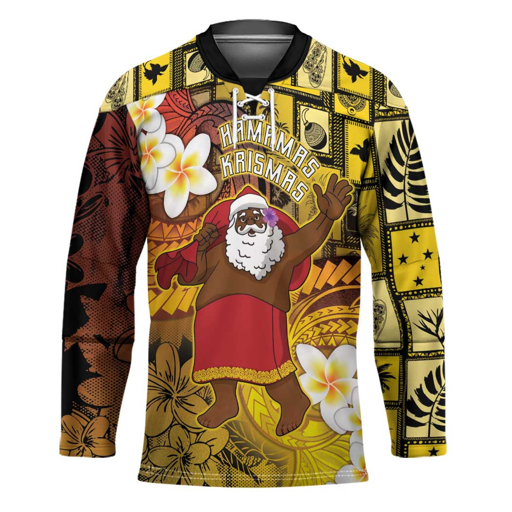 Papua New Guinea Retro Christmas Hockey Jersey Hamamas Krismas - Polynesian Pride