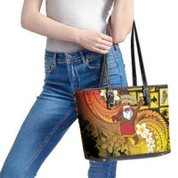 Papua New Guinea Retro Christmas Leather Tote Bag Hamamas Krismas - Polynesian Pride