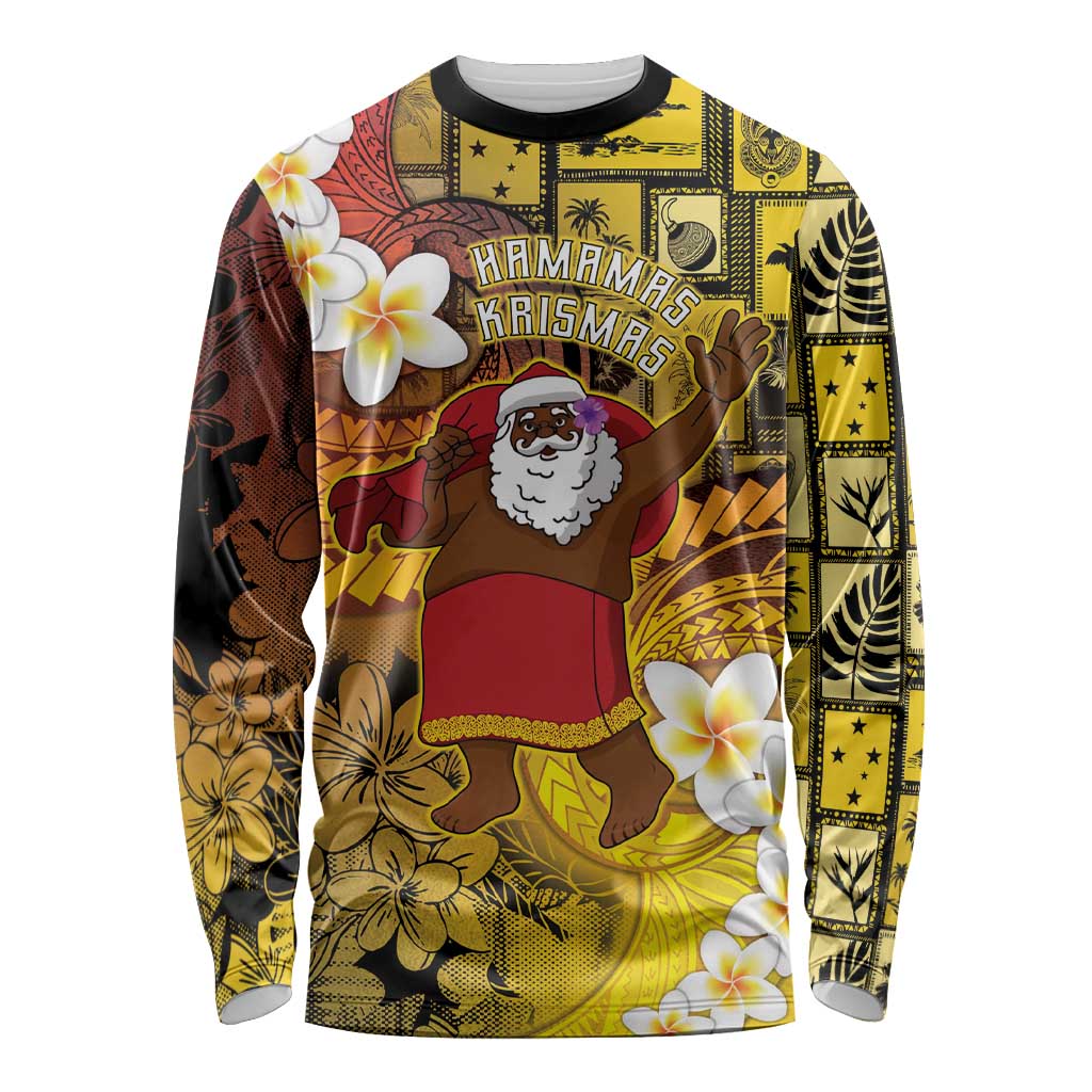 Papua New Guinea Retro Christmas Long Sleeve Shirt Hamamas Krismas LT05 Unisex Colorful - Polynesian Pride