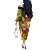Papua New Guinea Retro Christmas Off The Shoulder Long Sleeve Dress Hamamas Krismas - Polynesian Pride
