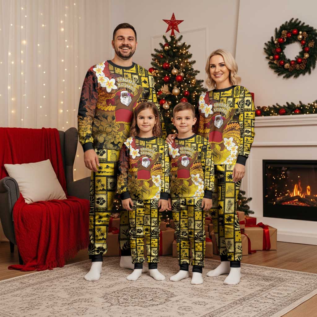 Papua New Guinea Retro Christmas Pajama Set Hamamas Krismas - Polynesian Pride
