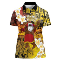Papua New Guinea Retro Christmas Women Polo Shirt Hamamas Krismas LT05 Female Colorful - Polynesian Pride