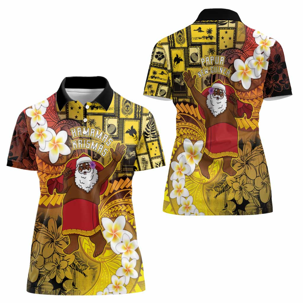 Papua New Guinea Retro Christmas Women Polo Shirt Hamamas Krismas LT05 - Polynesian Pride