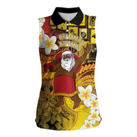 Papua New Guinea Retro Christmas Women Sleeveless Polo Shirt Hamamas Krismas LT05 Female Colorful - Polynesian Pride