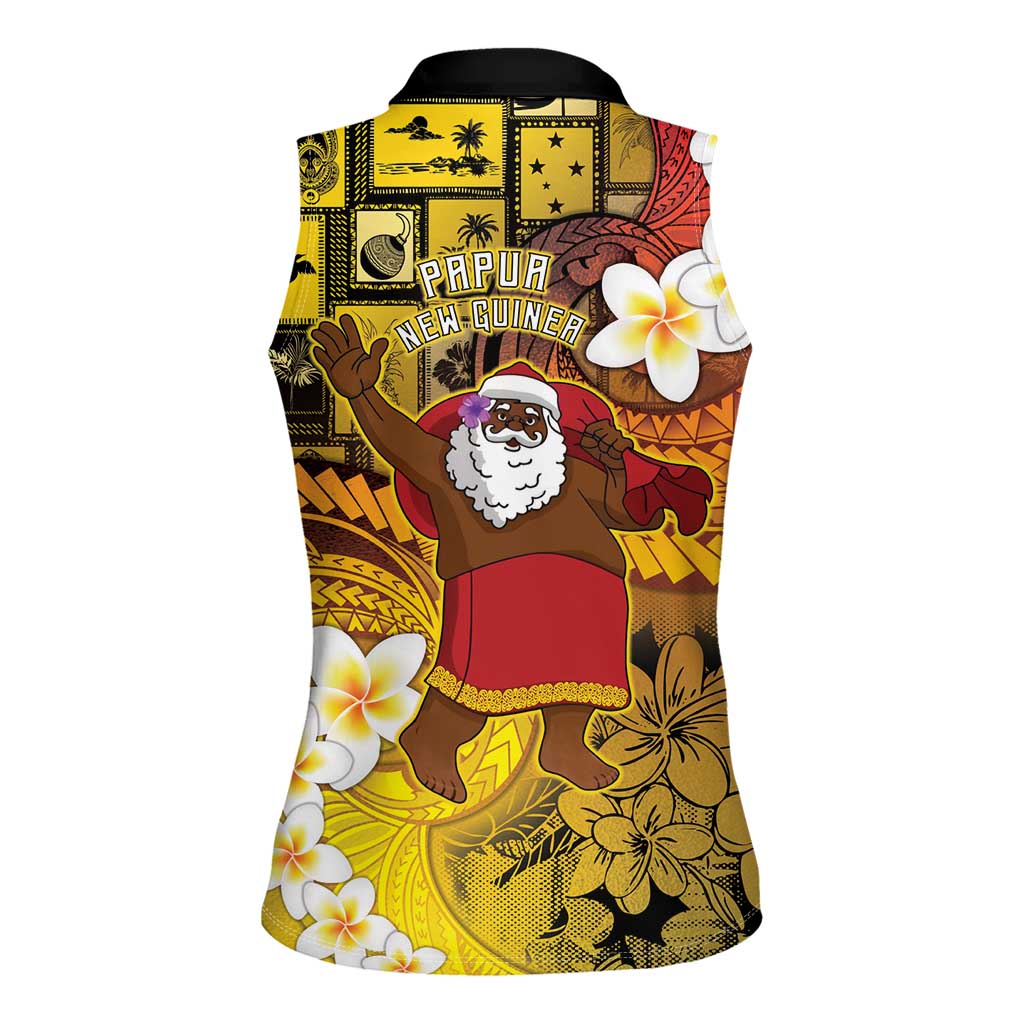 Papua New Guinea Retro Christmas Women Sleeveless Polo Shirt Hamamas Krismas LT05 - Polynesian Pride