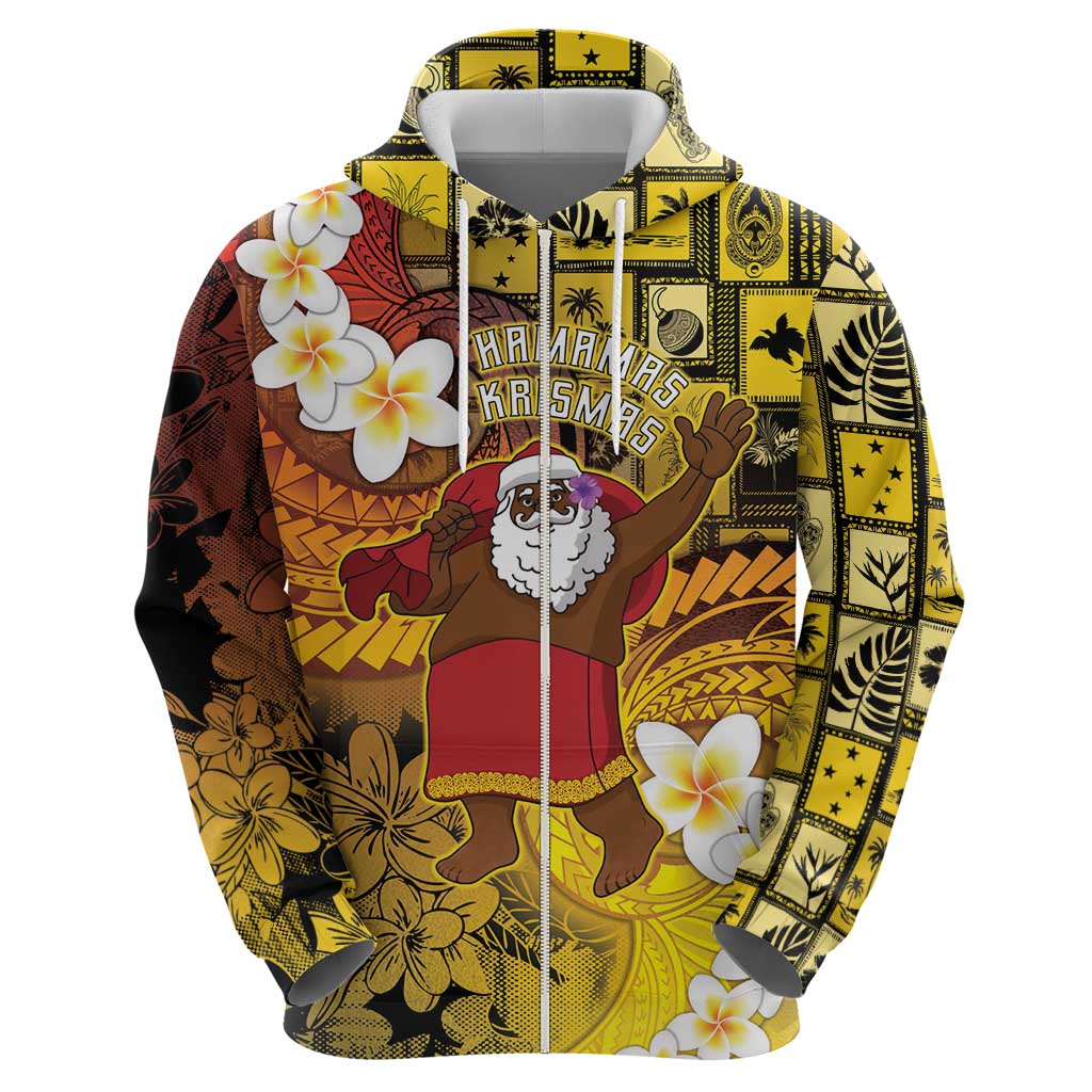 Papua New Guinea Retro Christmas Zip Hoodie Hamamas Krismas LT05 - Polynesian Pride