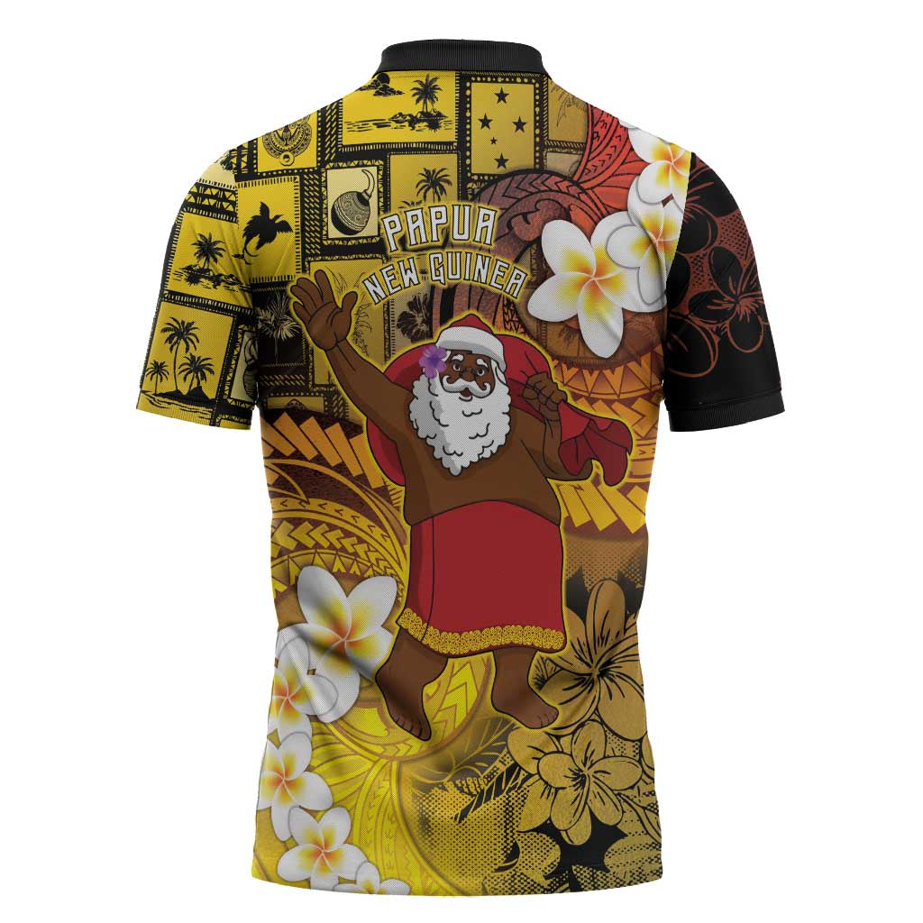 Papua New Guinea Retro Christmas Zipper Polo Shirt Hamamas Krismas - Polynesian Pride