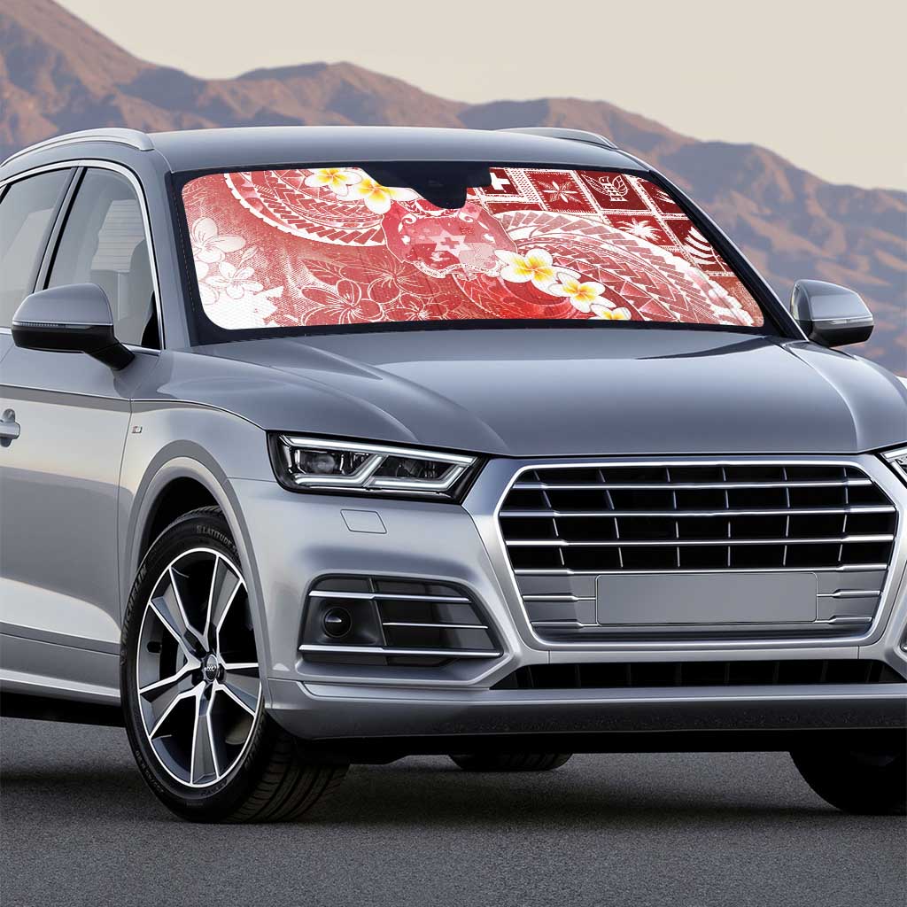 Tonga Christmas Auto Sun Shade Kilisimasi Fiefia Retro Style Red - Polynesian Pride